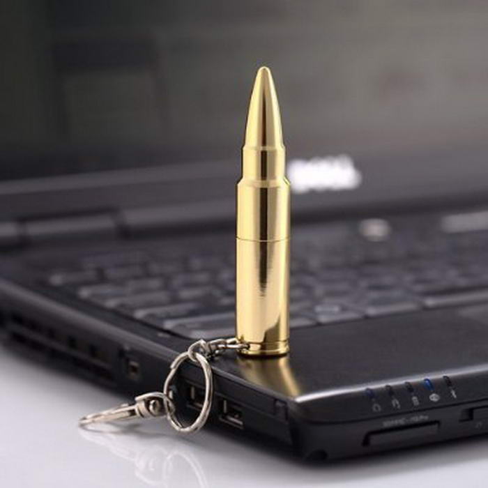 HDE USB Flash Drive Disk 8 GB Shining Golden Bullet